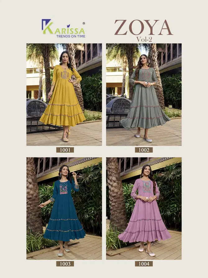 Zoya Vol 2 By Karissa Rayon Long Designer Kurtis Wholesale Price In Surat
